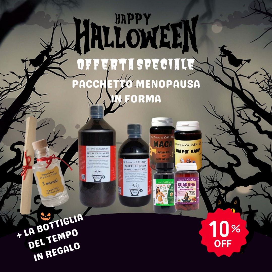 Offerta Halloween Pacchetto Menopausa in Forma Formula 3 Very Strong con Bottiglia del tempo in regalo